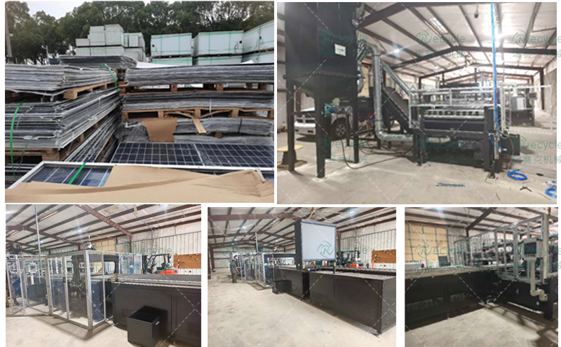 美國光伏板回收處理設(shè)備現(xiàn)場圖