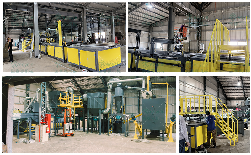 臺灣全自動光伏板物理處理設(shè)備線現(xiàn)場圖